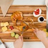 5Pcs Wooden Cutting Board with Grip Handles, Groove solid wooden platter, Wooden Trays, Chopping Board for Meat, Fruit, Cheese - 3 of 4