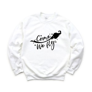 Simply Sage Market Women's Graphic Sweatshirt Come We Fly Broom - 1 of 4