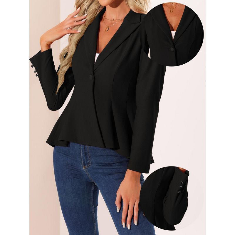 Allegra K Women's Dressy Single Button Business Casual Work Peplum Blazer, 2 of 6
