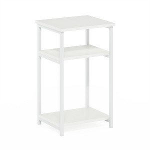 Furinno Just 3-Tier Industrial Metal Frame End Table with Storage Shelves, 1-Pack, White/White - 1 of 1