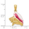 Black Bow Jewelry 14k Yellow Gold 3D Pink and White Enameled Conch Shell Pendant - 4 of 4