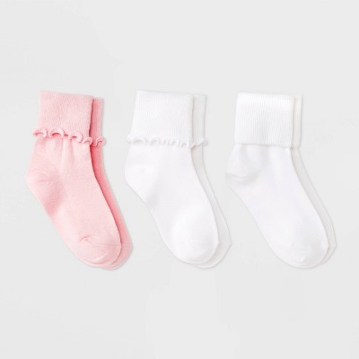 Girls' Casual Ankle Socks 6pk - Cat & Jack™ White S