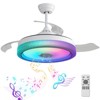 Modern Flush Mount Ceiling Fan 19''/42'' LED Enclosed Ceiling Fans Retractable Blade/Bladeless LED-RGB Ambient Light for Bedroom Kids Room Party - 2 of 4