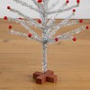 Nearly Natural 4' Artificial Retro Silver Tinsel Christmas Tree with 50 Red Mini Ornament Balls and Wooden Base - 4 of 4
