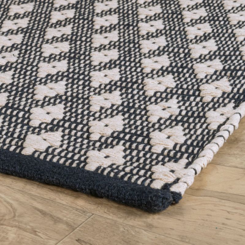 Home Conservatory Dainty Diamond Handwoven Cotton Area Rug, 4 of 7