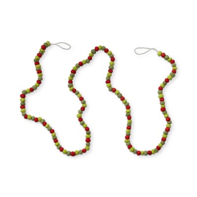tag Heirloom Wool Ball Garland Red Multi