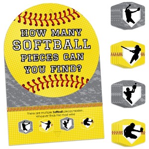 Big Dot of Happiness Grand Slam - Fastpitch Softball - Birthday Party or Baby Shower Scavenger Hunt - 1 Stand and 48 Game Pieces - Hide and Find Game - 1 of 4