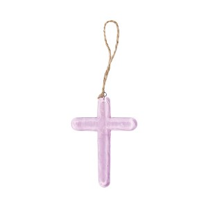 Transpac Glass Pink Cross with Hanger Home Decorations Spring - 1 of 1