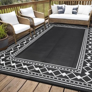 Outdoor Rugs Modern Plastic Straw Rugs, Waterproof Patio Modern Border Camping Carpet, Lightweight Reversible Floor Mats - 1 of 4