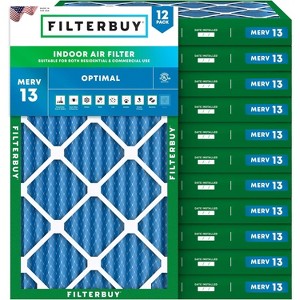 Filterbuy 17.25x35.25x2 Air Filter (12-Pack), Pleated MERV 13 Health Defense Replacement HVAC AC Furnace Filters (Actual Size: 17.25 x 35.25 x 1.75) - 1 of 4
