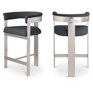 Meridian Furniture,Romeo Black Boucle Fabric Counter Stool, Set of 2 - 1 of 4