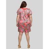 24seven Comfort Apparel Plus Size Pink Paisley Short Sleeve Scoop Neck Mini Dress - 3 of 4