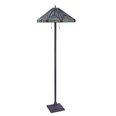 Victorian Stained Glass and Bronze 66" Floor Lamp