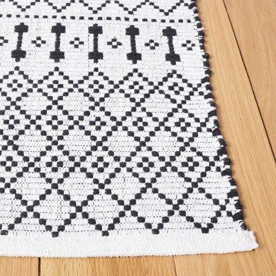 Bohemian Black and Ivory Handwoven Kilim Area Rug - 8' x 10'