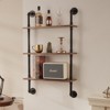 VEVOR Industrial Pipe Shelf, 3 Tier 24x7.87in, Wall-Mount Floating Rustic Wood Shelves Bracket Display Bookshelf, Storage Rack Sundries Holder,Black - 2 of 4