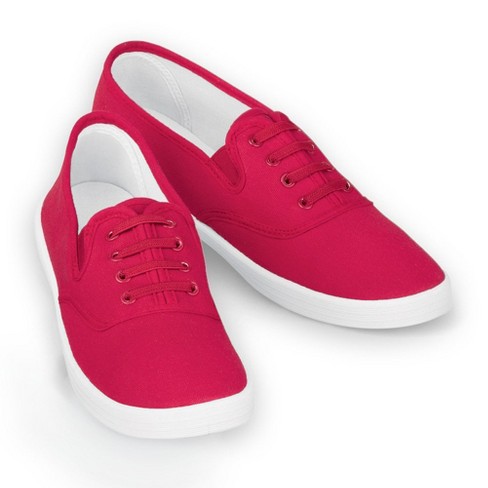 Collections Etc Ladies Slip on No Tie Comfort Canvas Sneakers 9 Red Slip on Female Target