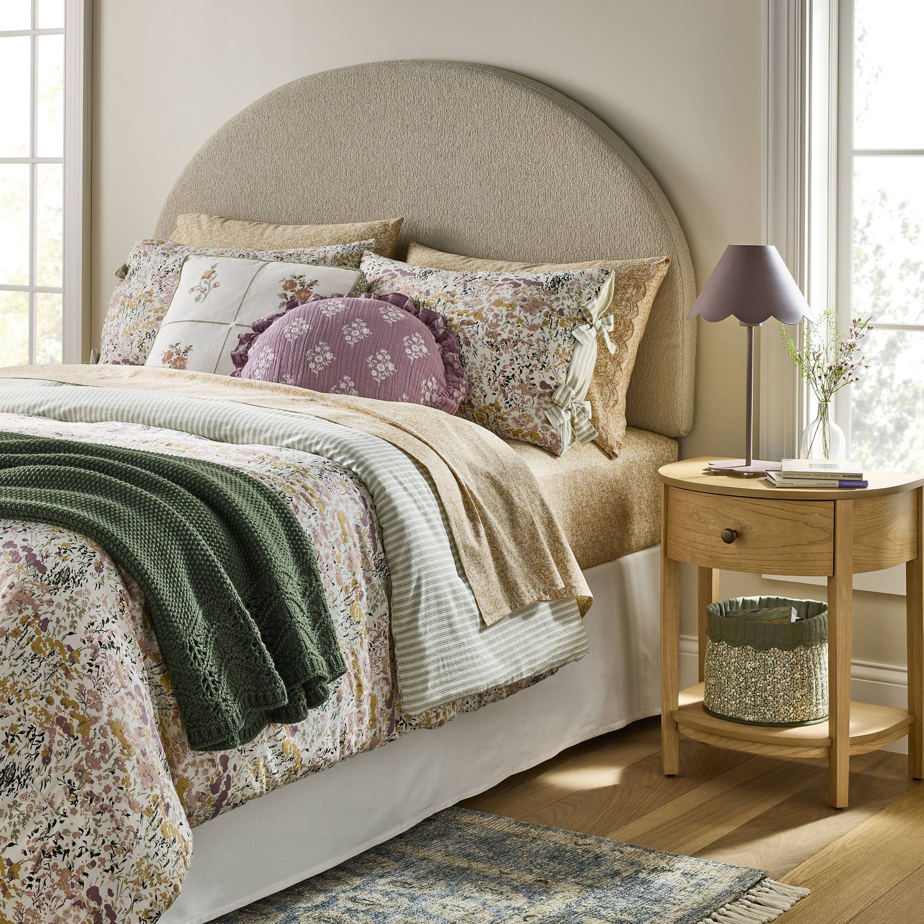2pc Twin/Twin Extra Long Reversible Floral and Stripe Comforter Set Pink/Green - Threshold™ designed with Studio McGee