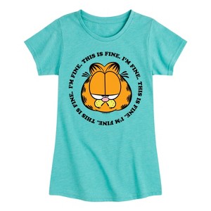 Girls' - Garfield - I'm Fine This Is Fine Fitted Short Sleeve Graphic T-Shirt - 1 of 4