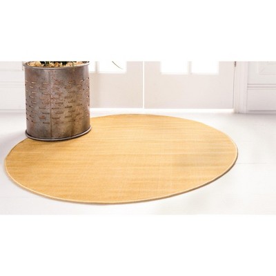 Gold Round Synthetic Easy Care Indoor Area Rug