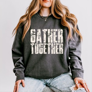 Gather Together Block Distressed - Women's Lightweight Garment Dyed Sweatshirt - 1 of 4