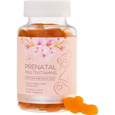 Prenatal Vitamins for Women with DHA & Folic Acid - Best Prenatal Multivitamin Gummies for Women, Brain Development Support - 60 Gummies