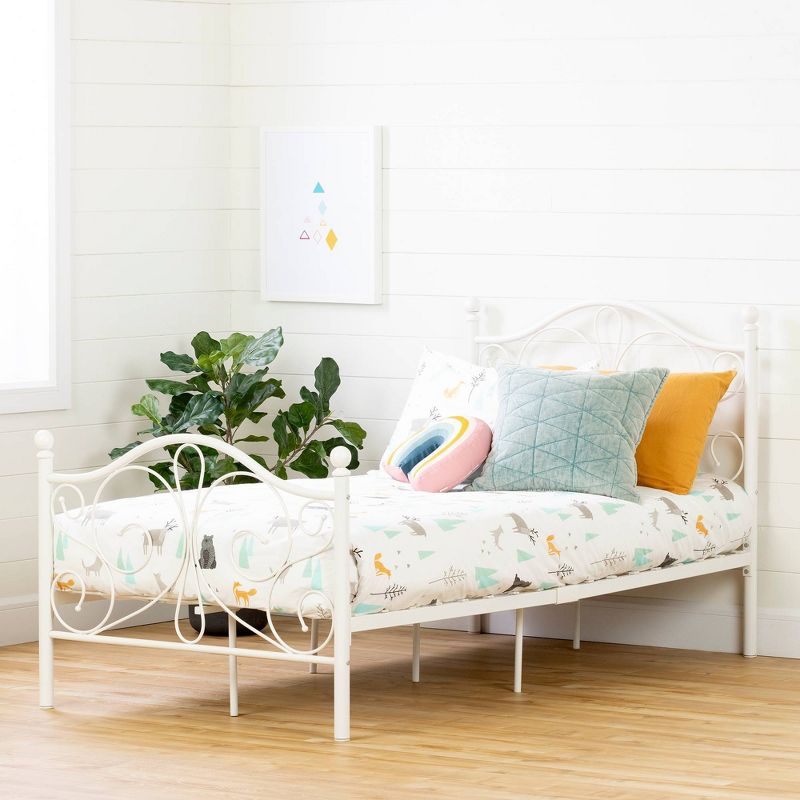 Twin Country Poetry Complete Metal Platform Kids&#39; Bed White  - South Shore, 3 of 14