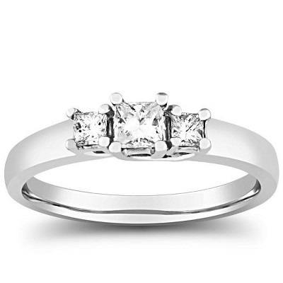 Pompeii3 1/2ct Three Stone Princess Cut Diamond Ring 14K White Gold
