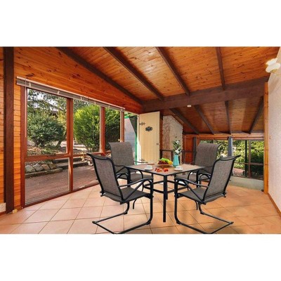 5pc Patio Dining Set with 37"x37" Square Table & 4 C-Spring Motion Chairs - Captiva Designs