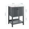 Modway Steam 24" Bathroom Vanity Cabinet – Grey Wall-Mount Cabinet with White Sink Basin, Modern Minimalist Style - 2 of 4