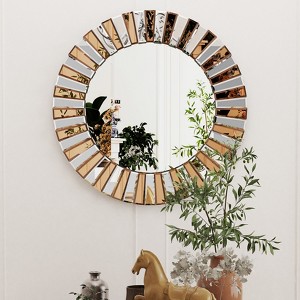 ARTLOGE 60cm/80cm Break Depression Round Beveled Mirror Wall-Mounted Bathroom Vanity Mirror - 1 of 4