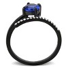 Slickblue Black & London Blue or Silver & Clear Stainless Steel Engagement Ring - Spinel or CZ Round Stone, Pave Design, Size 5-10 - 4 of 4