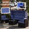 6-Piece PE Rattan Patio Sectional Set, Weather-Resistant Furniture, Retractable Canopy, Adjustable Backrest, Outdoor Sofa for Poolside, Garden - 3 of 4