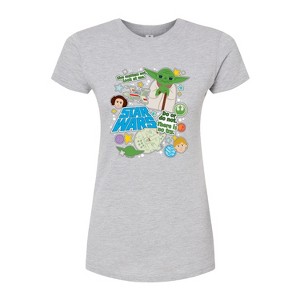 Women's - Star Wars - Yoda Stickers Juniors Fitted Graphic T-Shirt - 1 of 2