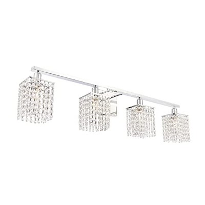 Phineas Black and Clear Crystal 4-Light Dimmable Bath Sconce