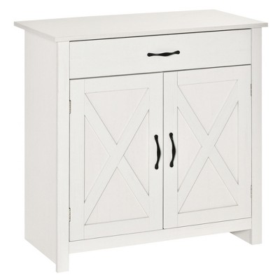 HOMCOM 32" Farmhouse Barn Door Style Sideboard, Buffet Storage Cabinet Coffee Bar for Living Room or Entryway