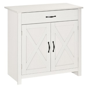 HOMCOM 32" Farmhouse Barn Door Style Sideboard, Buffet Storage Cabinet Coffee Bar for Living Room or Entryway - 1 of 4