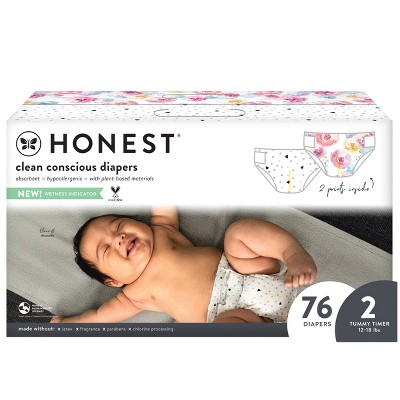 The Honest Company Disposable Diapers Painted Feathers & Bunnies - Size 2 (76ct)