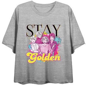 Golden Girls Stay Golden Neon Character Sketch Juniors Heather Gray T-shirt - 1 of 2