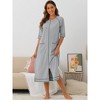 cheibear Women's Front Zipper with Pockets Maternity Long Sleep Robes - 2 of 4