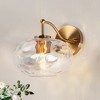LNC Chrysaorican 1-Lights 8"Luxury and  Glam Armed Wall Lights, Gold with Iridescent Globe Glass - 2 of 4
