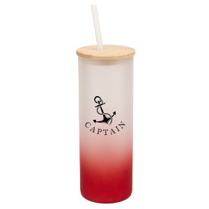 Elanze Designs The Captain Nautical Anchor Ocean Life Wrap-Around Design 25 Ounce Frosted Gradient Glass On-The-Go Coffee Travel Skinny Tumbler Mug - 1 of 1