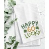 C&F Home St. Patrick's Day "Happy Go Lucky" Shamrocks Waffle Weave Cotton Kitchen Dishtowel - 3 of 4