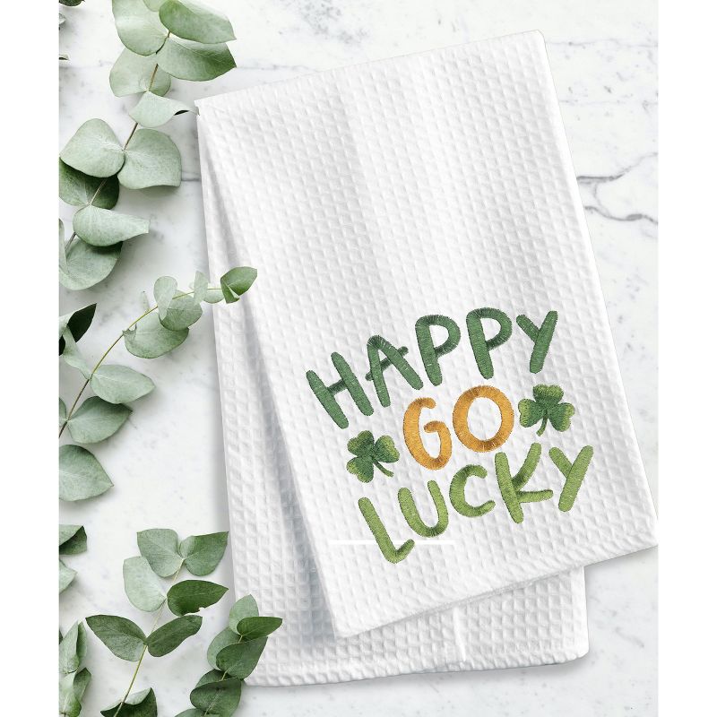 C&F Home Happy Go Lucky Embroidered Cotton Waffle Weave Kitchen Towel, 5 of 7