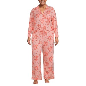 Lands' End Women's Cooling 2 Piece Pajama Set - Long Sleeve Top and Pants - 1 of 3