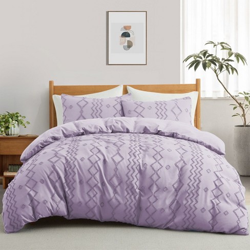 Peace Nest Tufted Clipped Jacquard Geometric Duvet Cover & Pillowcase ...