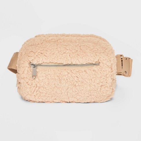 Easy To Style Sherpa Fanny Pack In Beige