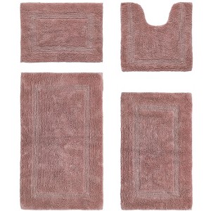 Lux Premium 100% Cotton Tufted Solid Reversible 4 Piece Bath Rug Set – Ultra-Soft, Water-Absorbent, Durable, Machine Washable Bathroom Rug - 1 of 4