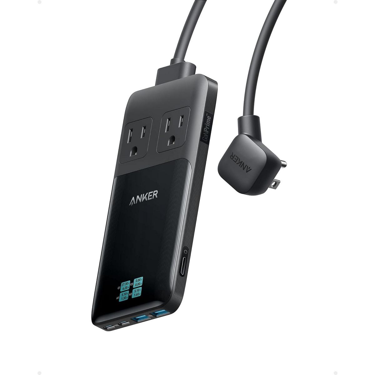 Anker Prime 140W 6-in-1 Travel Charging Station: 5ft Detachable Cord, 2 AC, 2 USB-C, 2 USB-A, for Home/Office (Non-Battery/Wireless)