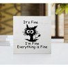 Funny Office Desk Decor - Black Cat 'It's Fine' Wood Box Sign - 4 of 4