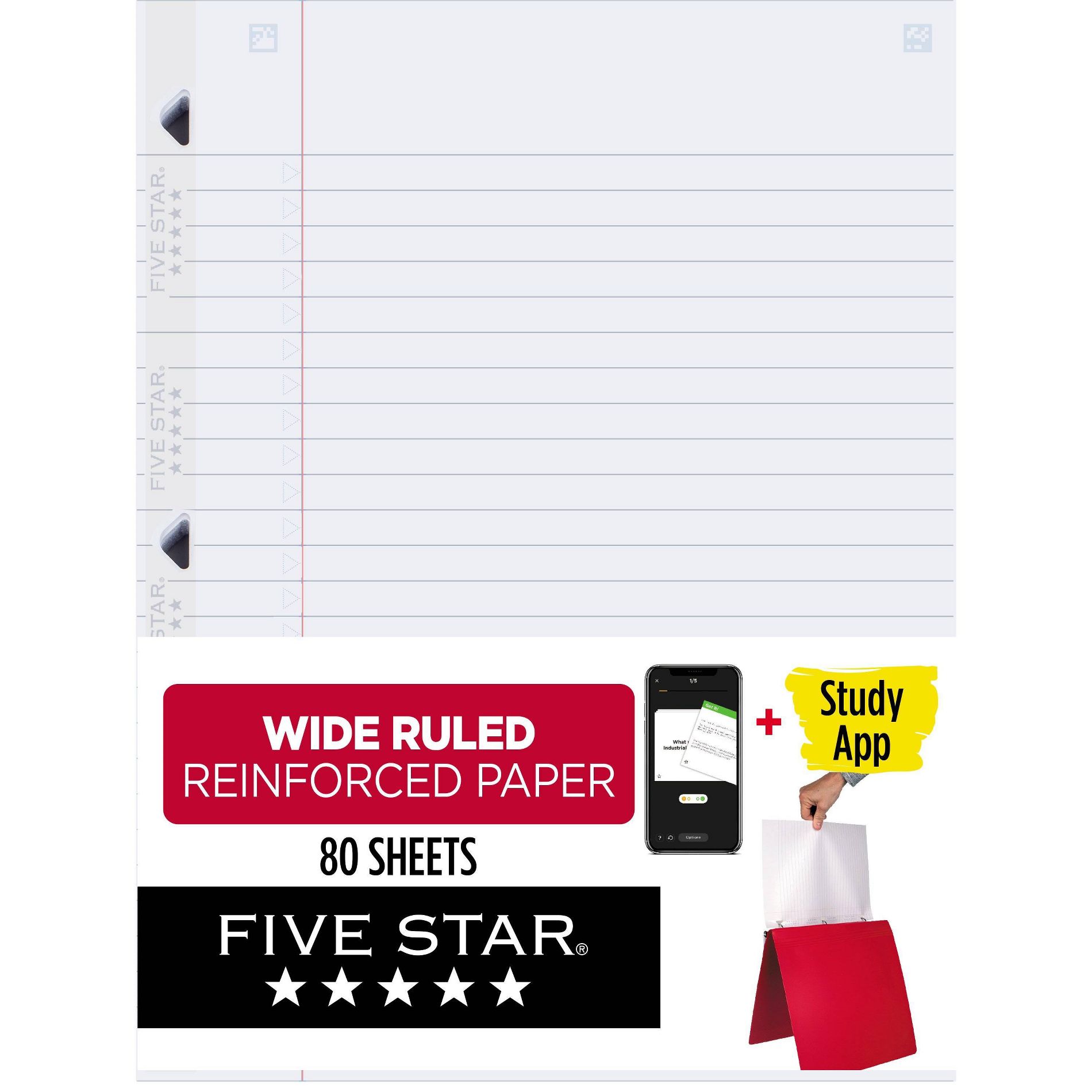 Five Star 80ct Wide Ruled Reinforced Filler Paper